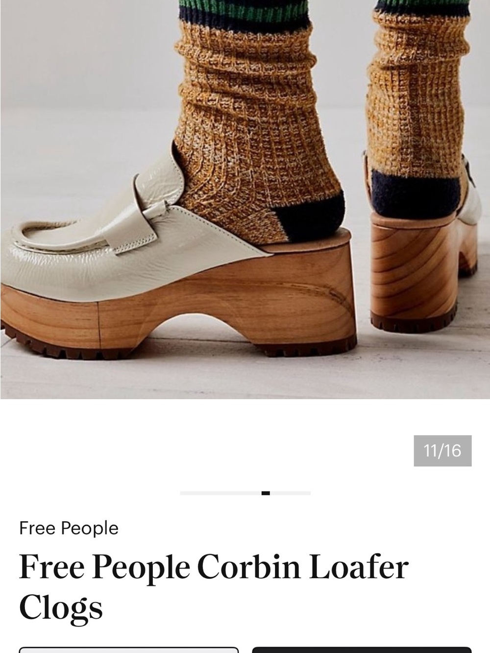 NWOT NEVER WORN Free Peoplee Cream Leather Platform Clog Loafers - Picture 2 of 6